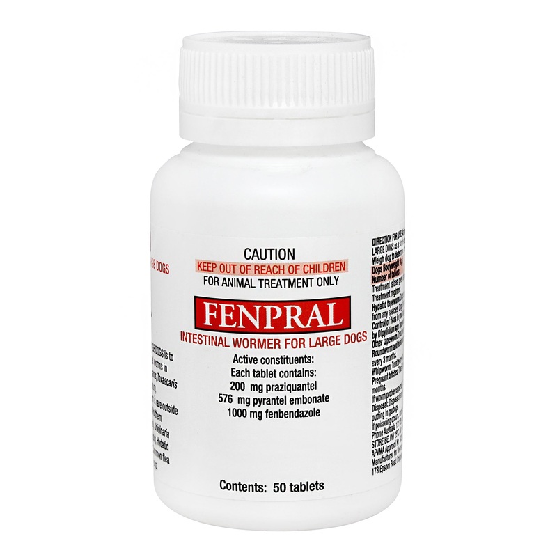 Fenpral Intestinal Allwormer for Large Dogs 40kg – 50 tablets
