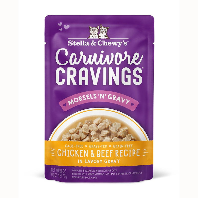 Stella & Chewy’s Cat Wet Food Carnivore Cravings Morsels’N’Gravy Chicken & Beef 2.8oz