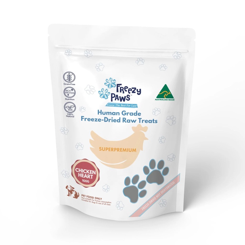 Freezy Paws Freeze-Dried Superpremium Chicken Heart Raw Treats 100g