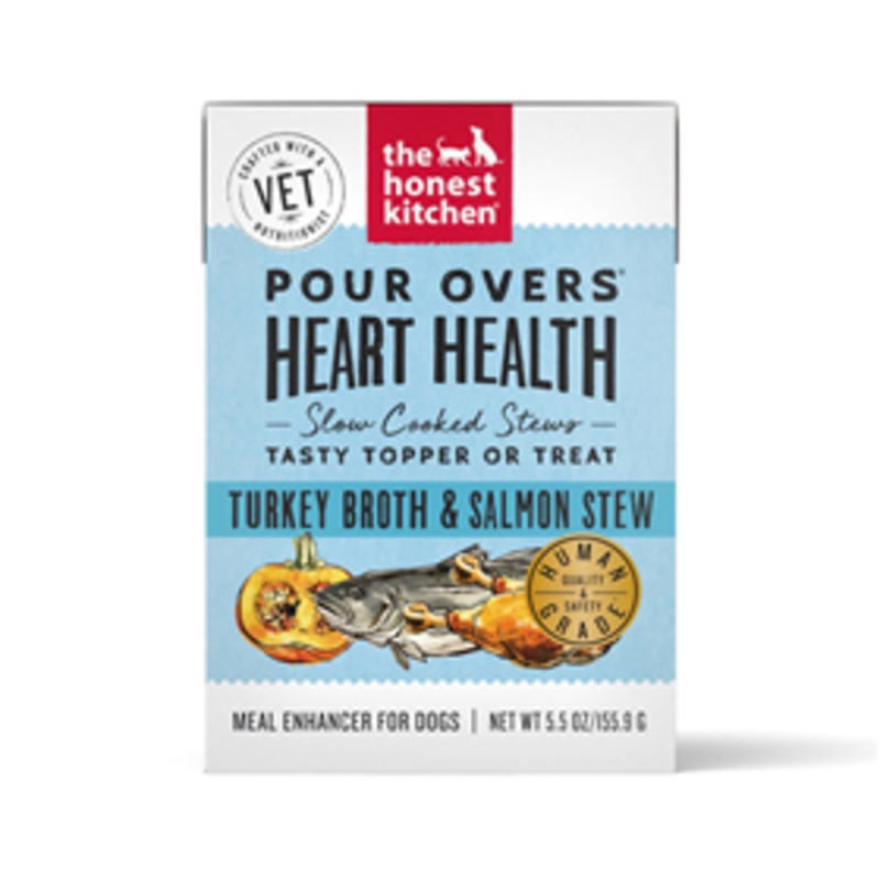 The Honest Kitchen Pour Overs Heart Health Turkey Broth & Salmon Stew Meal Enhancer for Dogs 5.5 oz