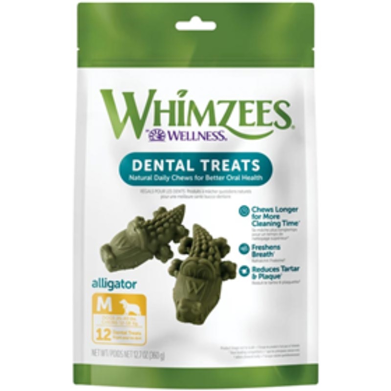Whimzees Alligator Dental Dog Treats Medium 12ct