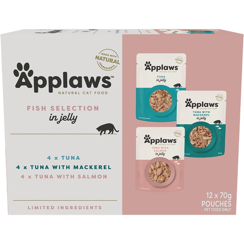 Applaws Natural Wet Cat Food Pouch Fish Selection in Jelly Multipack 70g x 12
