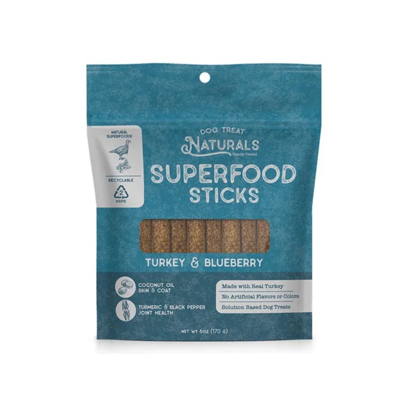 Dog Treat Naturals Superfood Sticks – Turkey & Blueberry 170g