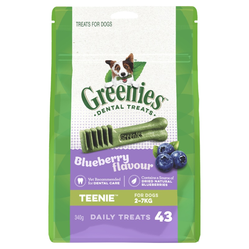 Greenies Dog Blueberry Dental Health Treats for Teenie Dogs 340g