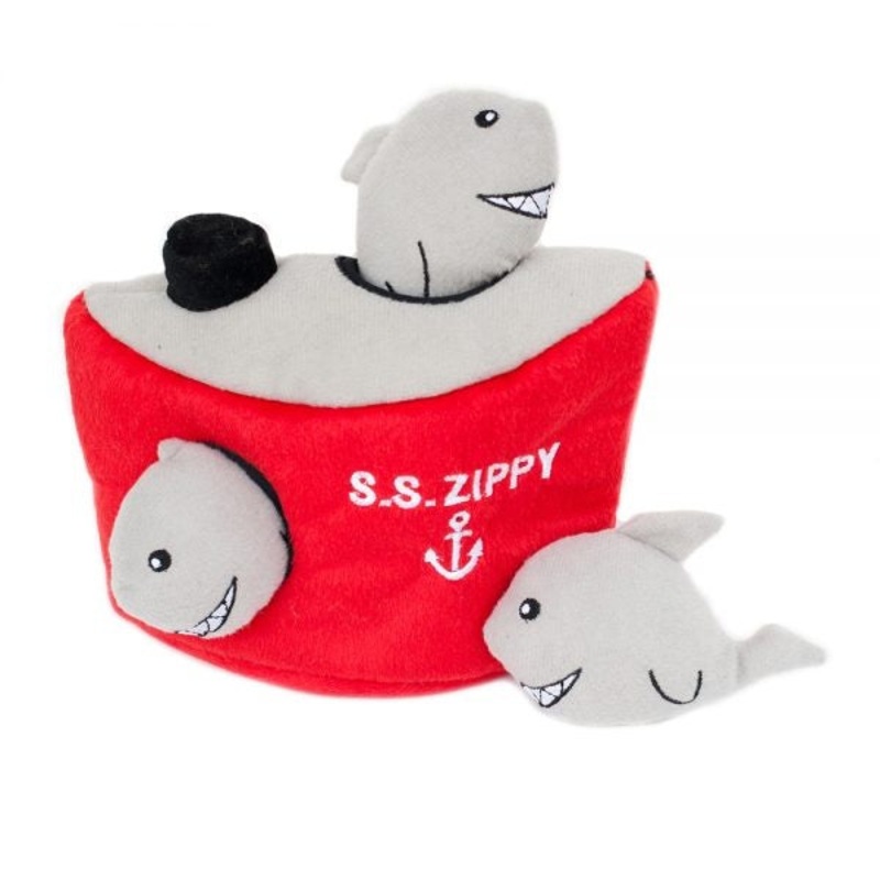 ZippyPaws Zippy Burrow Shark n’ Ship Puzzle Dog Toy