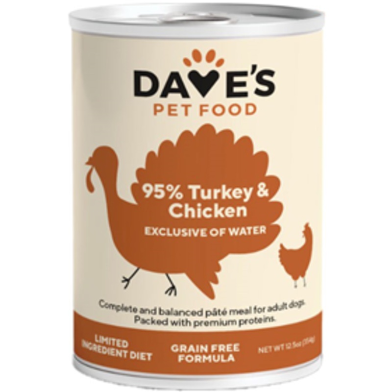 Dave’s 95% Premium Meats Turkey & Chicken For Dogs 12.5 oz
