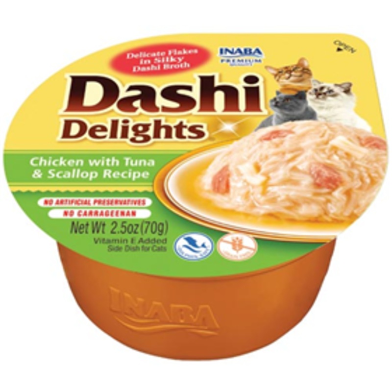 Inaba Dashi Delights Chicken with Tuna & Scallop Flavored Bits Cat Food 2.5oz