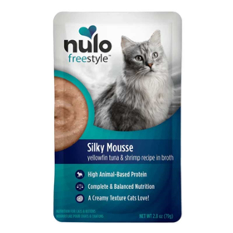 Nulo Cat Freestyle Grain Free Silky Mousse Yellowfin Tuna and Shrimp Recipe 2.8oz