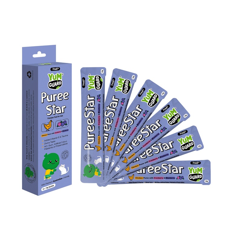 YumGuard Puree Star Chicken with Cranberry & Blueberry Cat Treat 14g x 6