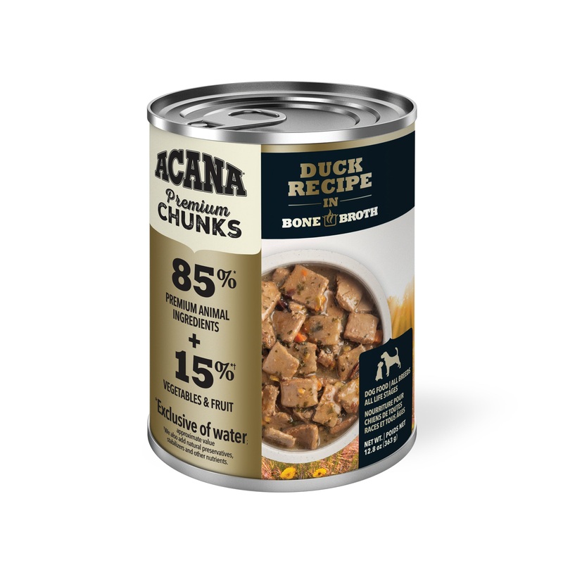 ACANA Premium Chunks Wet Dog Food Duck Recipe in Bone Broth, 12.8oz