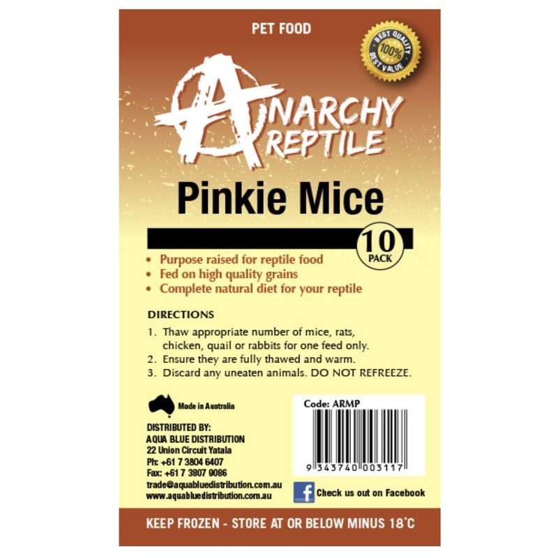 Anarchy Reptile Frozen Pinkie Mice – 10 Pack (Pickup Only)