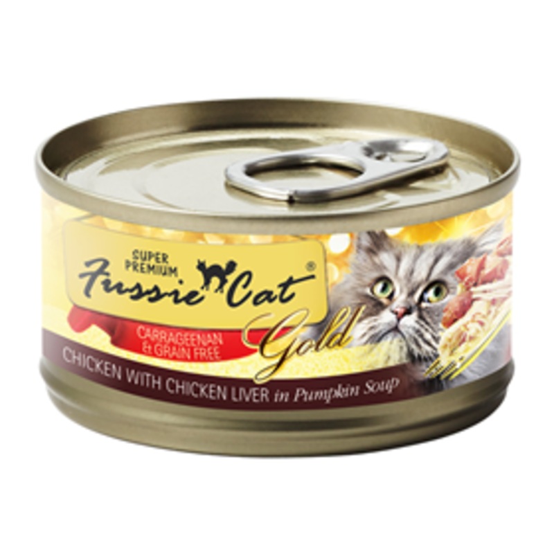 Fussie Cat Gold Super Premium Grain Free Chicken & Chicken Liver in Pumpkin Soup 2.82oz Can
