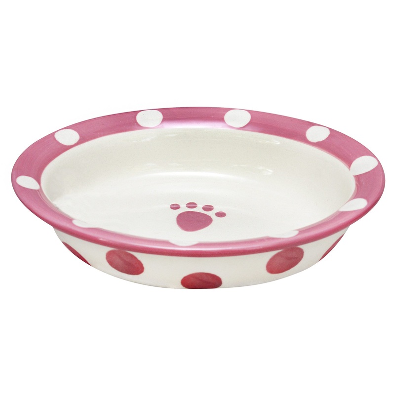Polka Paws Ceramic Cat Bowl – Oval