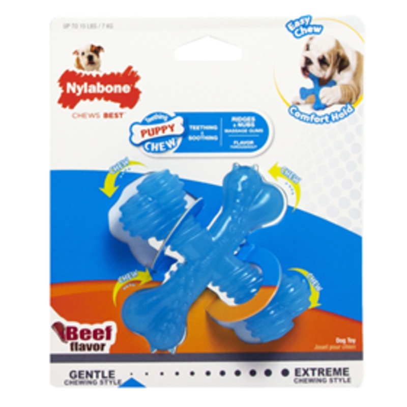 Nylabone Teething Puppy Chew X Bone Chew Toy Beef Flavor Small/Regular