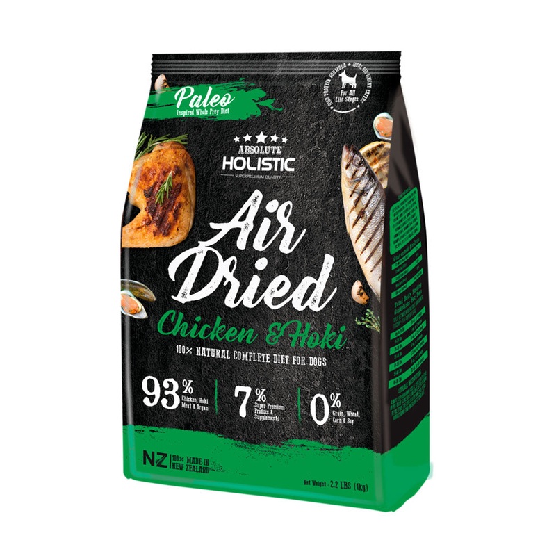 Absolute Holistic Air Dried Dog Food – Chicken & Hoki 1kg
