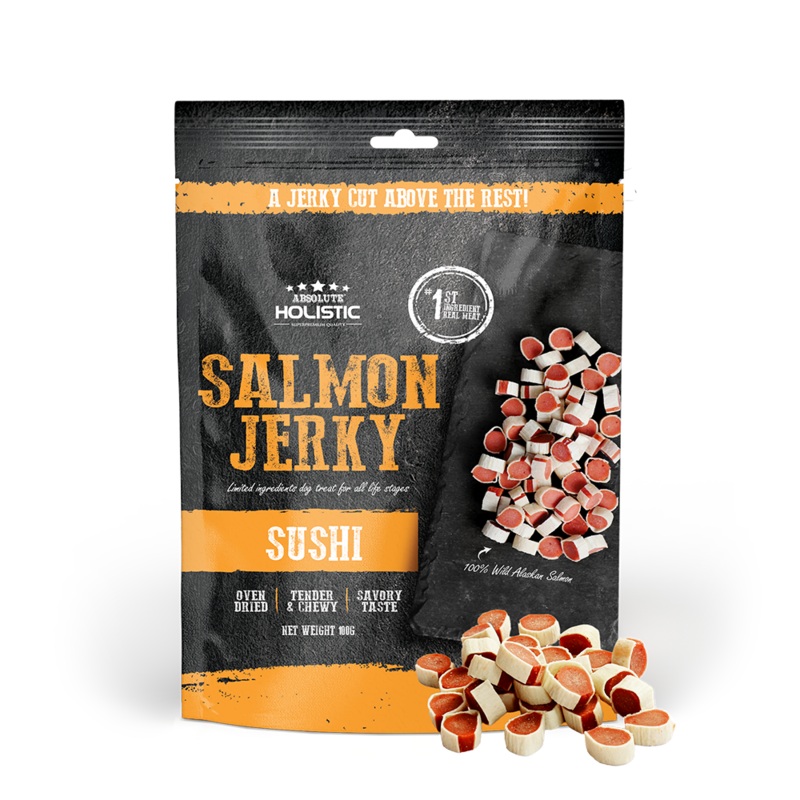 Absolute Holistic Dog Treats Salmon Jerky Sushi 100g