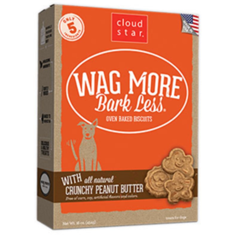 Cloud Star Wag More Bark Less Oven-Baked Biscuits with Crunchy Peanut Butter
