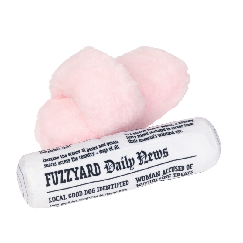 FuzzYard Fetch My Slippers & Paper Dog Toy 2 Pack
