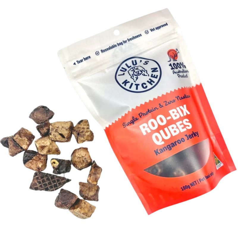 Lulu’s Kitchen Roo-Bix Qubes Kangaroo Jerky Dog Treat 100g