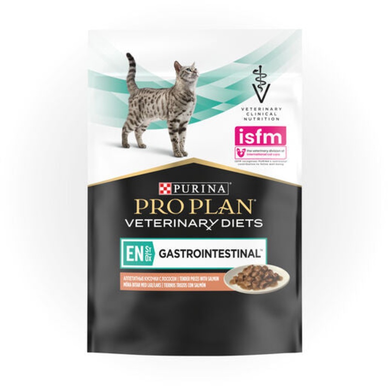 PRO PLAN Veterinary Diet Feline EN Gastrointestinal Salmon Pouches Wet Cat Food 85g x 10
