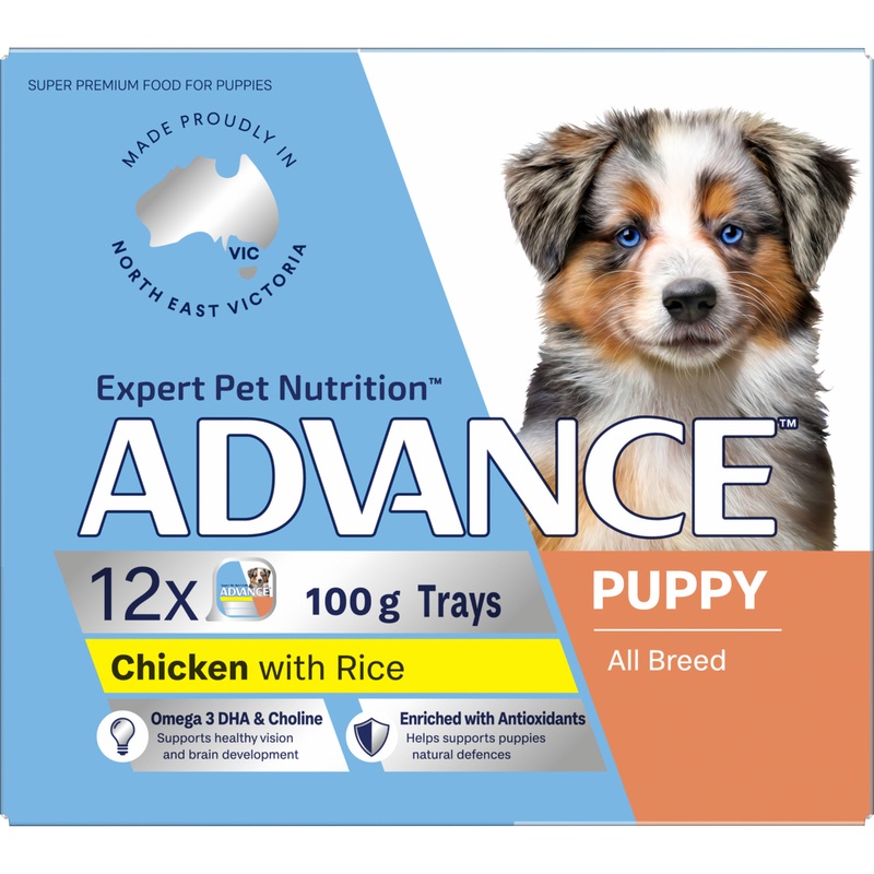 Advance Chicken and Rice All Breed Puppy Wet Dog Food Tray 100g x 12