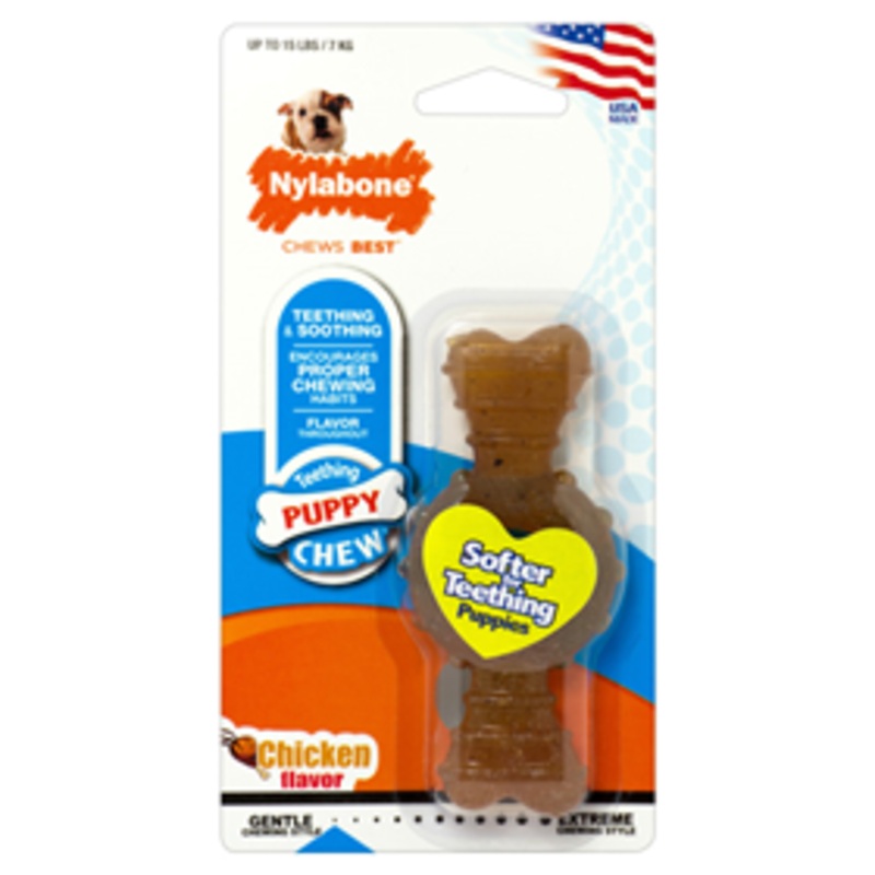 Nylabone Teething Puppy Chew Ring Bone Toy Chicken Flavor X-Small/Petite