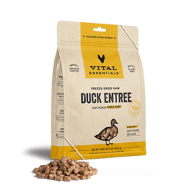 Vital Essentials Freeze-Dried Raw Duck Entree Cat Food Mini Nibs 8 oz