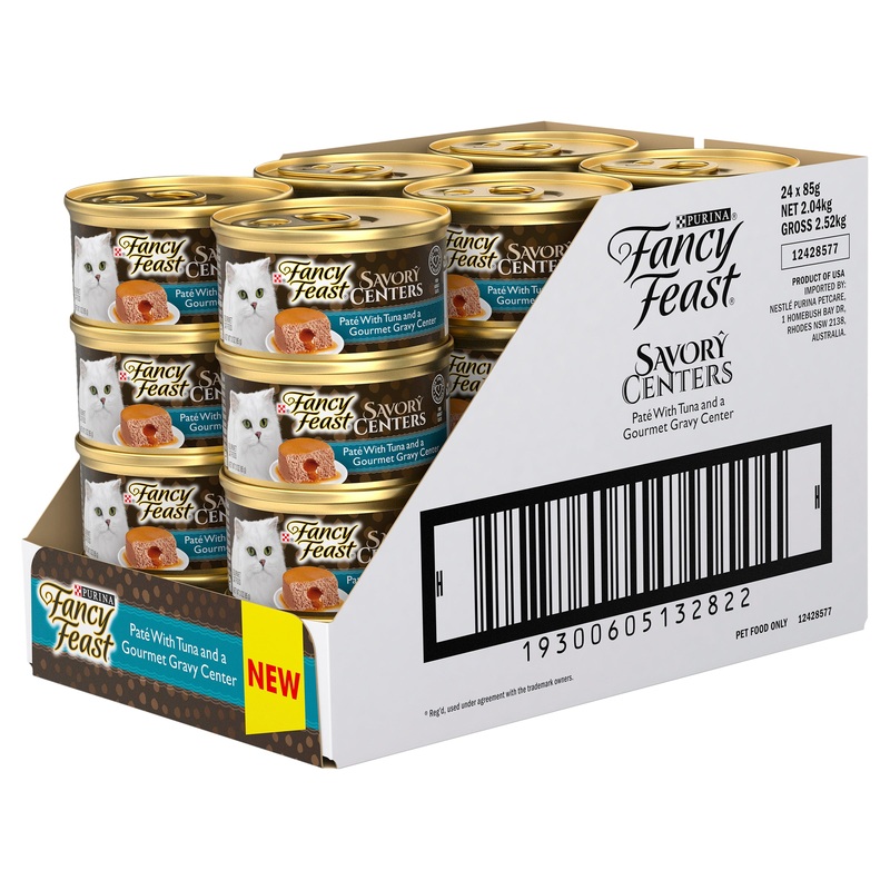 Fancy Feast Savoury Centers Pate With Tuna And Gourmet Gravy Center Adult Wet Cat Food 85g x 24