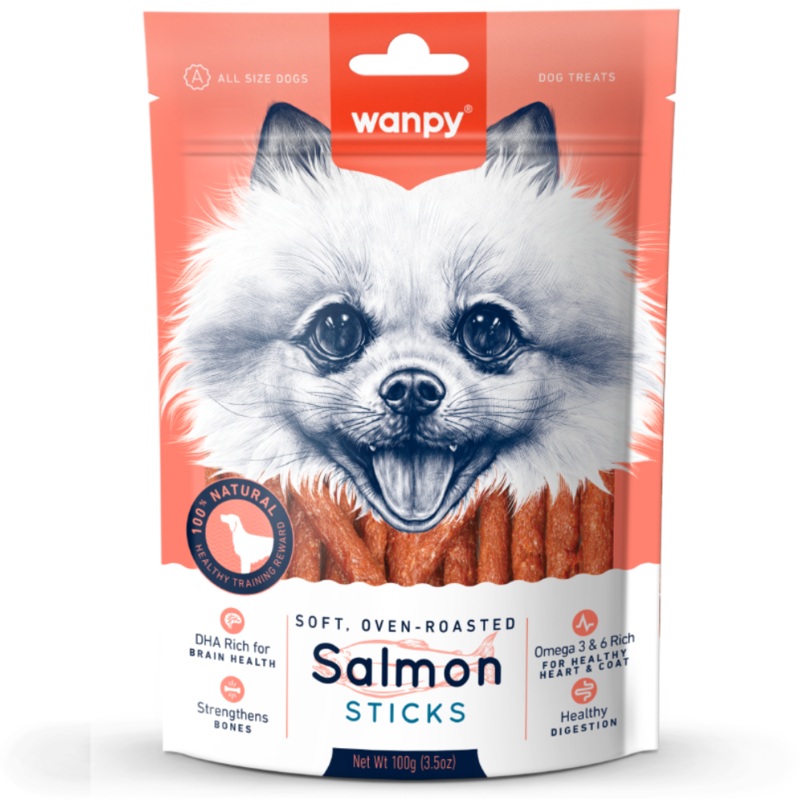 Wanpy Dog Soft Oven-Roasted Salmon Sticks 100g