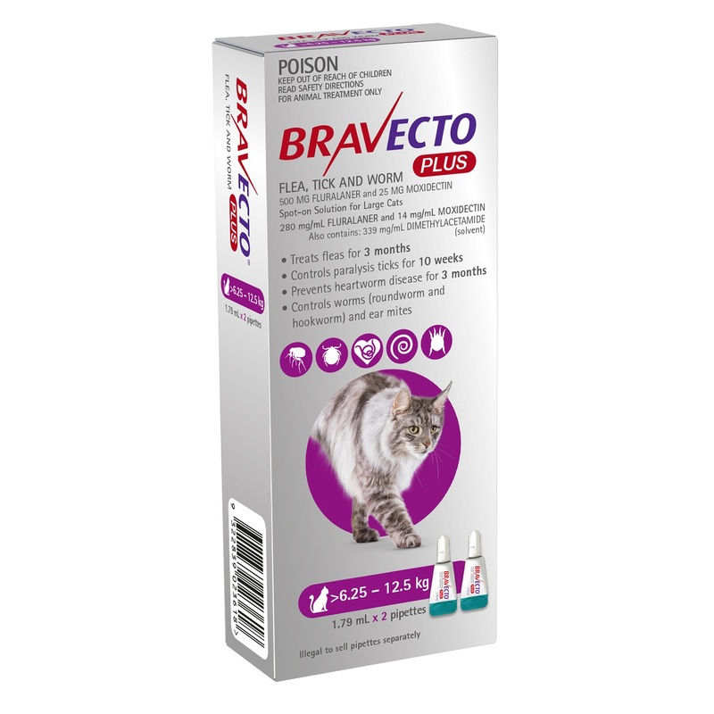 Bravecto Plus Spot-on for Large Cats – 2 Pack
