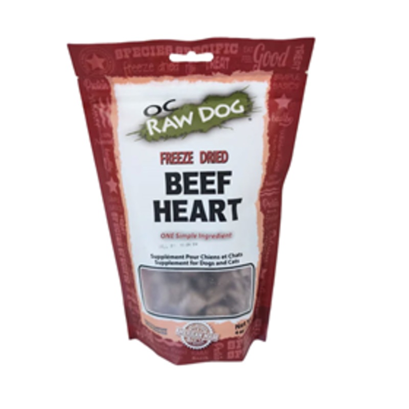 OC Raw Freeze-Dried Beef Hearts Dog Treats 4oz Bag