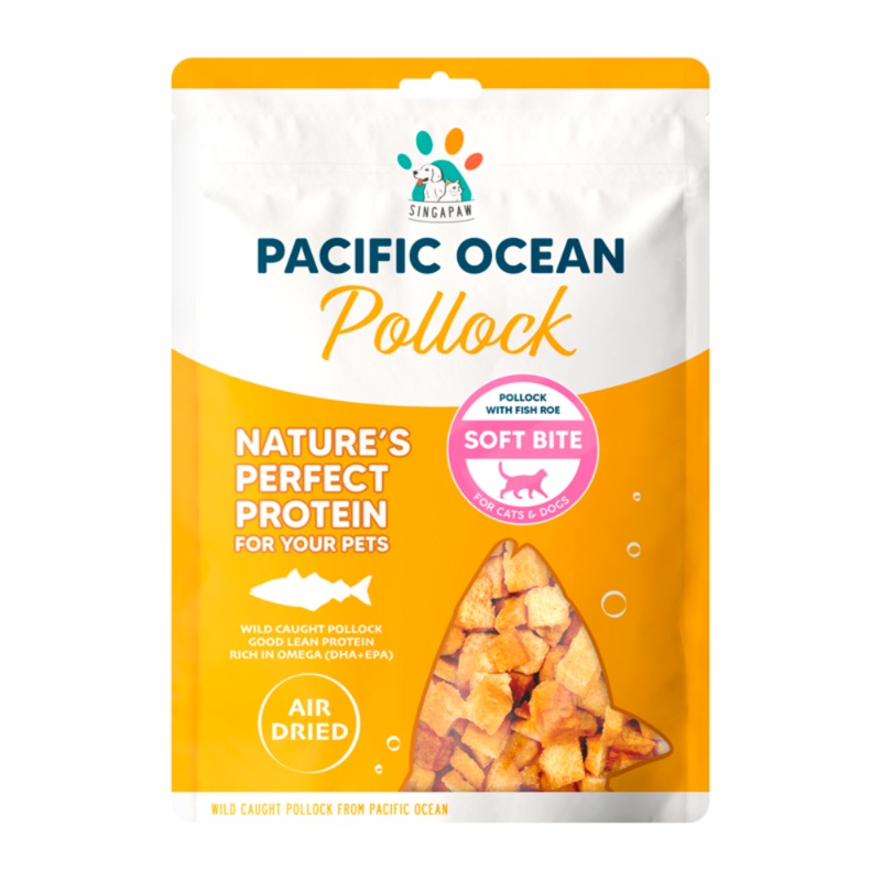 Singapaw Dogs & Cats Pacific Ocean Air Dried Pollock With Fish Roe Soft Bite