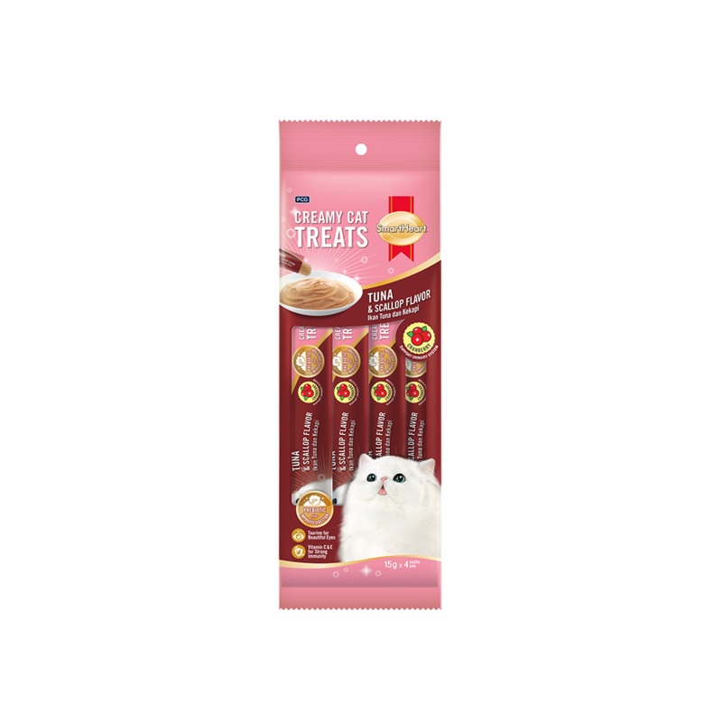 SmartHeart Cat Creamy Treats Cranberry Tuna & Scallop 15g x 4