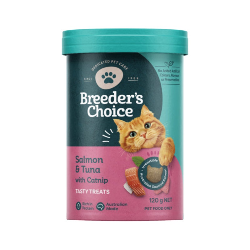 Breeder’s Choice Salmon and Tuna with  Catnip  Cat Treats 120g