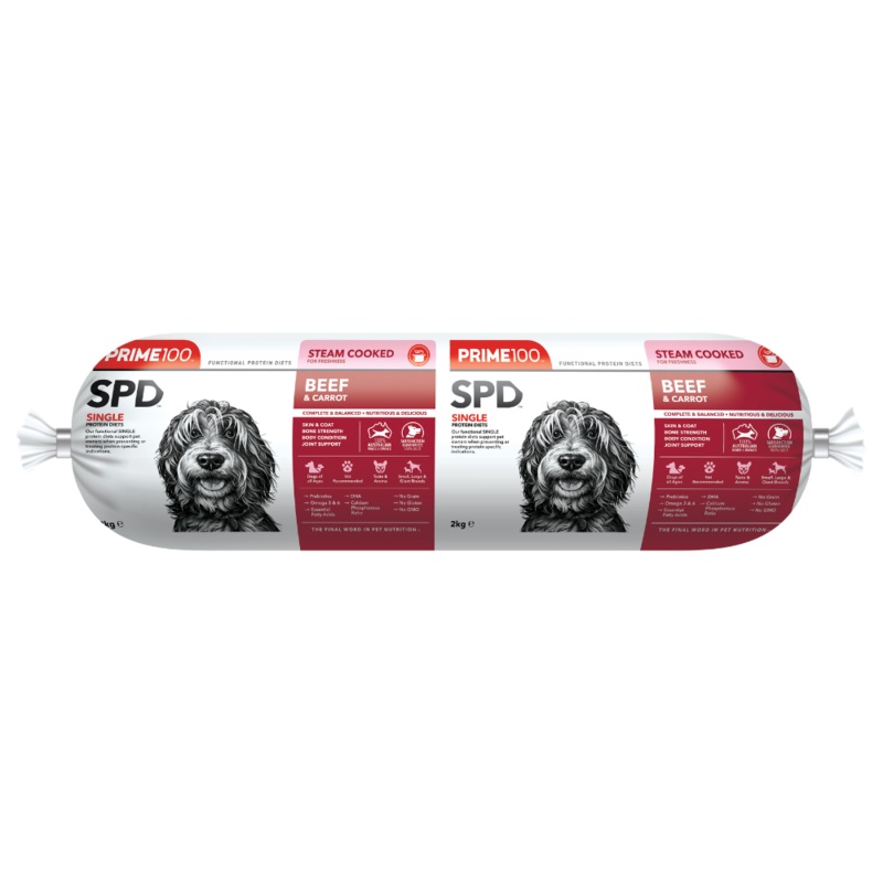 *CHILLED* Prime100 Dog SPD – Beef & Carrot Roll 2kg
