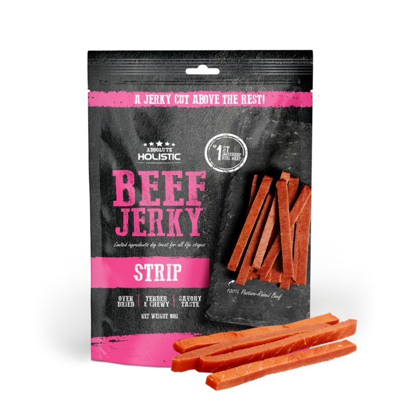 Absolute Holistic Dog Treats Beef Jerky Strip 100g