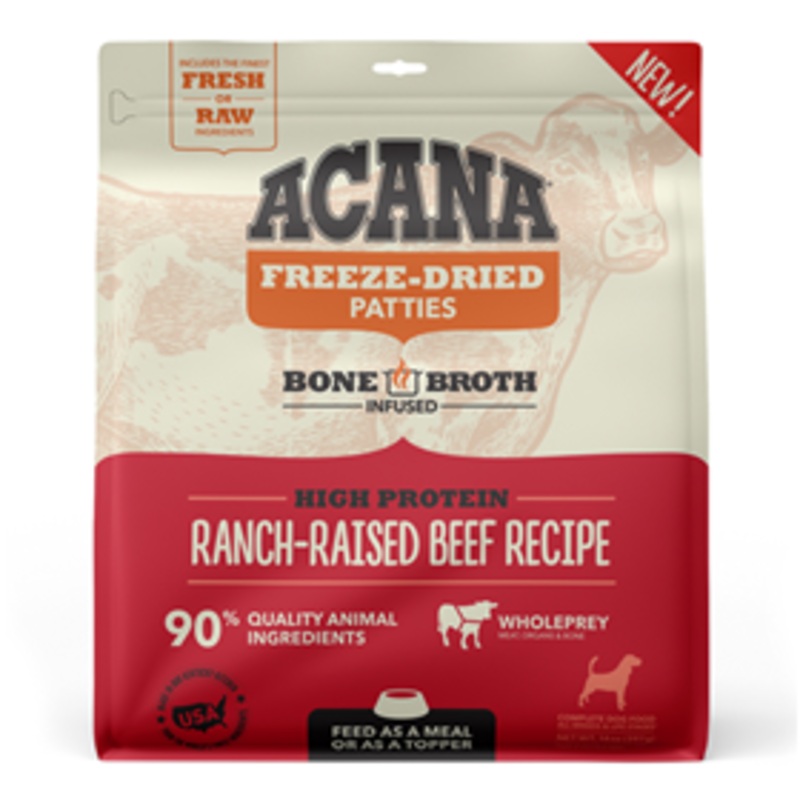 Acana Freeze Dried Patties High Protein Ranch-Raised Beef Recipe for Dogs 14 oz.