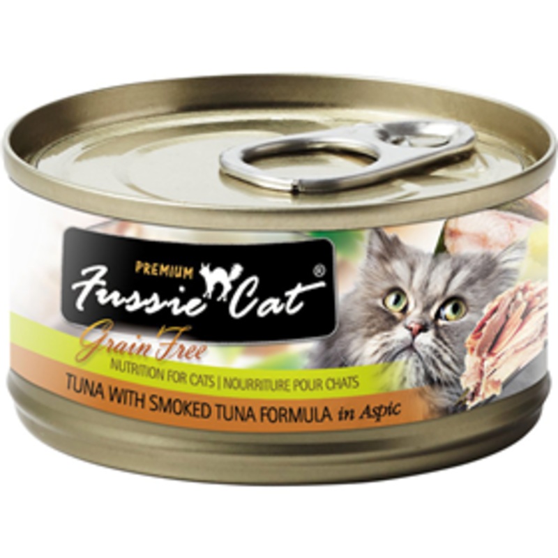 Fussie Cat Premium Grain Free Tuna & Smoked Tuna In Aspic 2.82oz Can