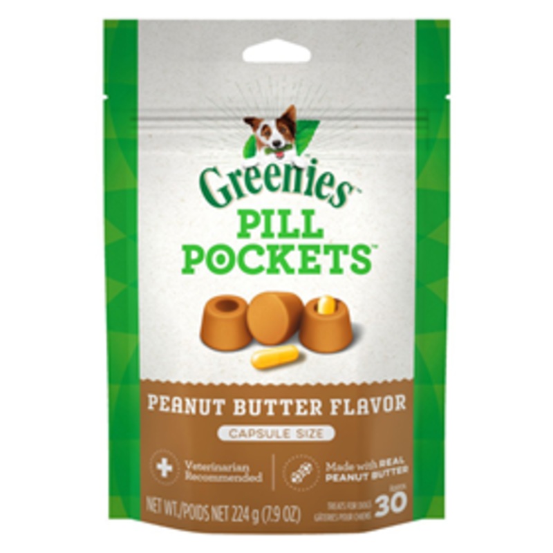 Greenies Pill Pockets for Dogs Peanut Butter Flavor Capsule Size Dog Treats 7.9 oz