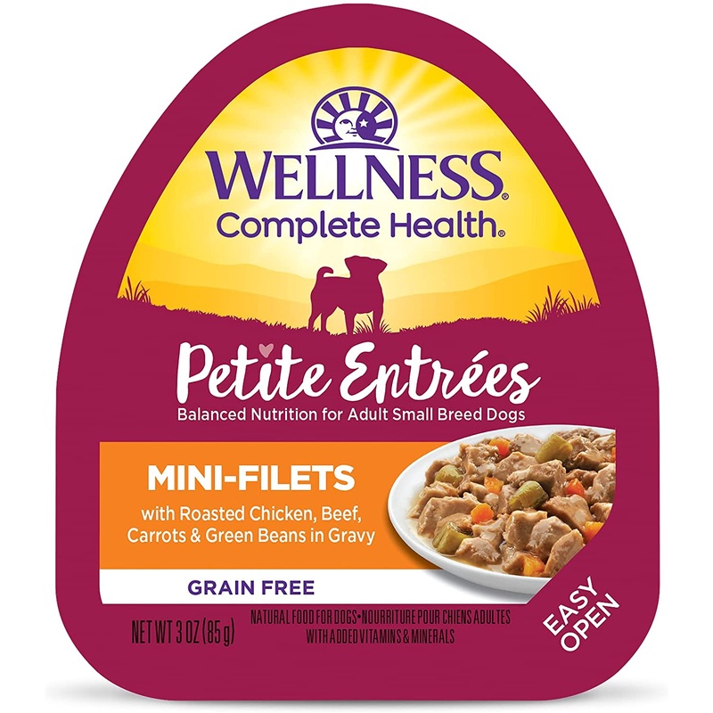 Wellness Small Breed Petite Entrees Mini-Filets Roasted Chicken, Beef, Carrots & Green Beans in Gravy