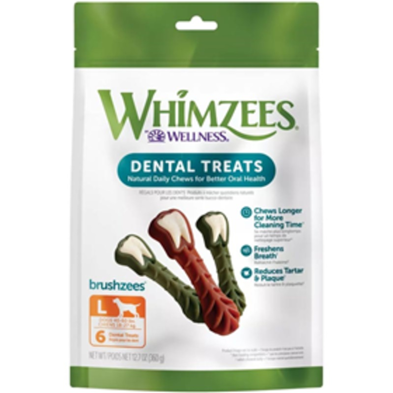 Whimzees Brushzees Large Dental Dog Treat 6 ct