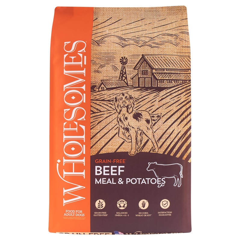 Wholesomes Beef Meal & Potatoes Grain-Free Dry Dog Food Grain-Free Dog Treats 35 lb