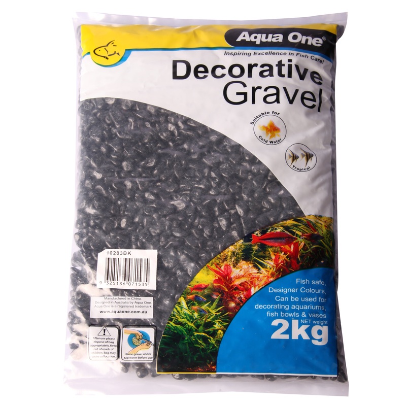 Aqua One Decorative Gravel 2kg Black 7mm