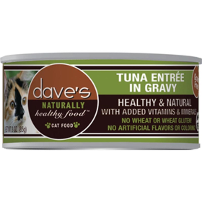 Daves Grain-Free Naturally Healthy Food Tuna Entree in Gravy Can Food for Cats 5.5 oz.