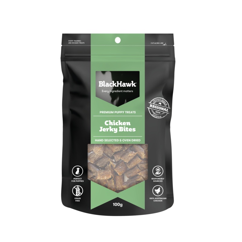 Black Hawk Chicken Jerky Bites for Puppies Dog Treats 100g