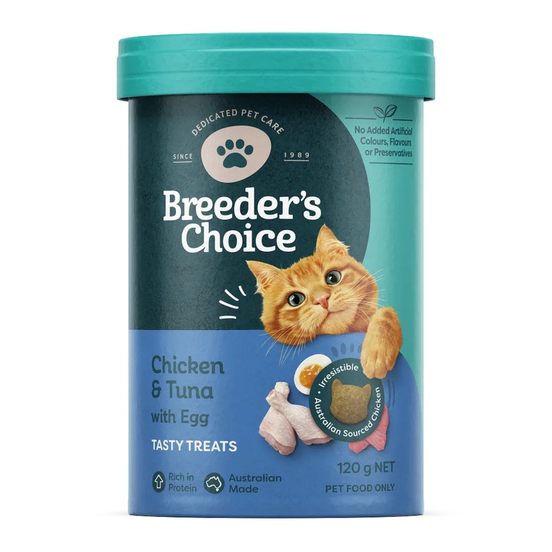 Breeder’s Choice Chicken & Tuna with Egg Cat Treats 120g