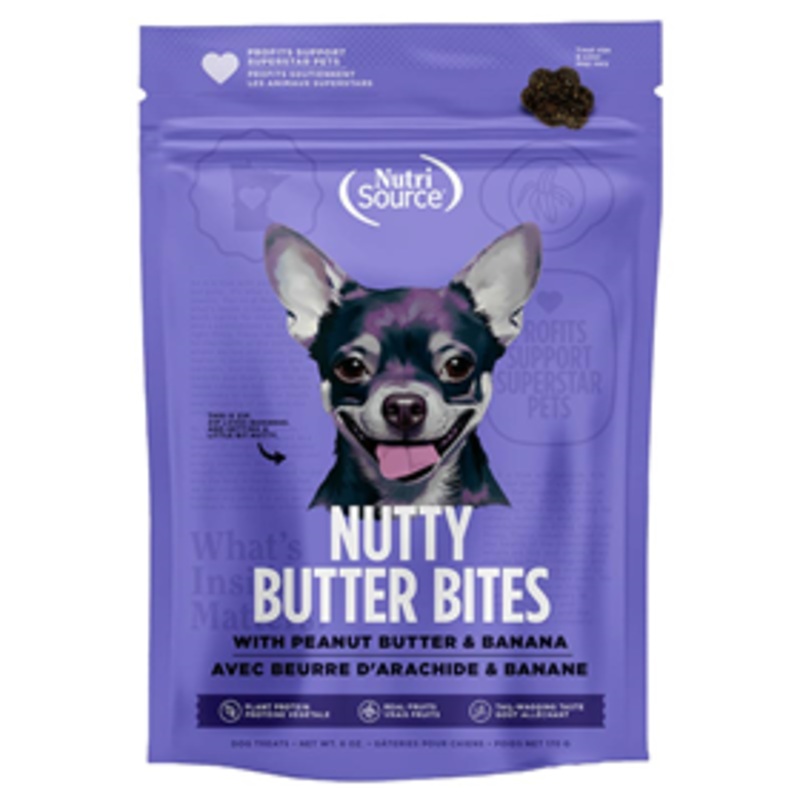 NutriSource Nutty Butter Bites Dog Treats with Peanut Butter & Banana 6 oz