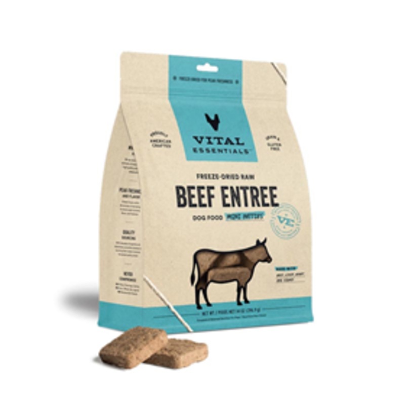Vital Essentials Freeze-Dried Raw Beef Entree Dog Food Mini Patties 14 oz. Bag
