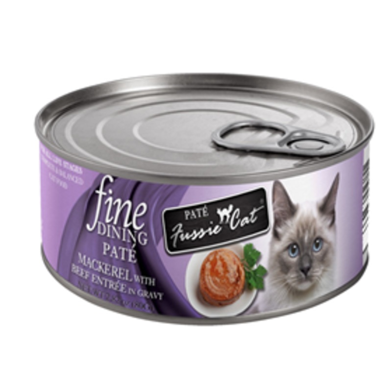 Fussie Cat Fine Dining Mackerel & Beef Pate 2.8oz