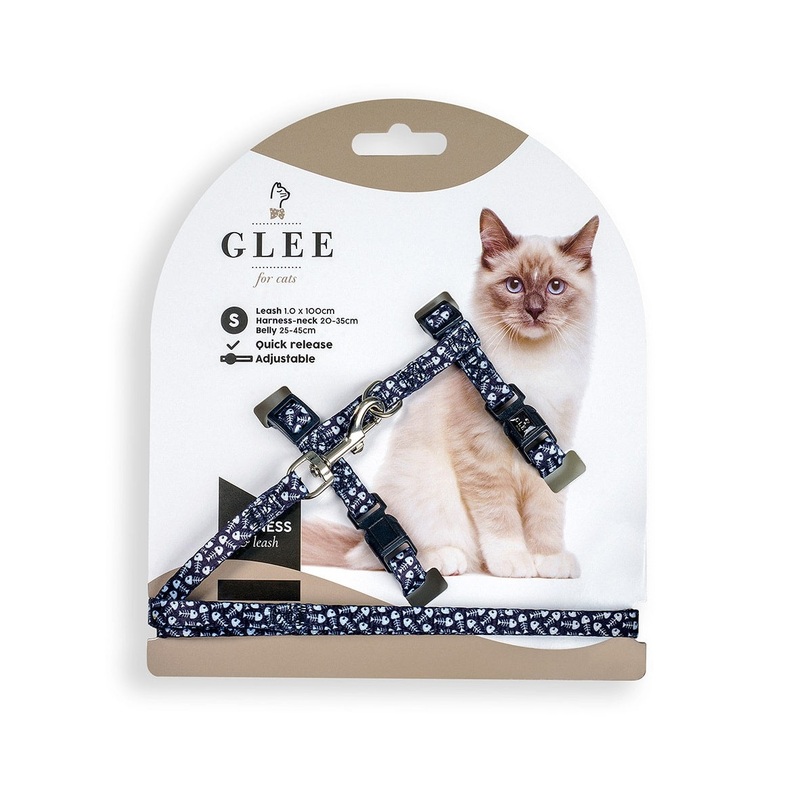 Glee Harness & Leash Black Fishbone